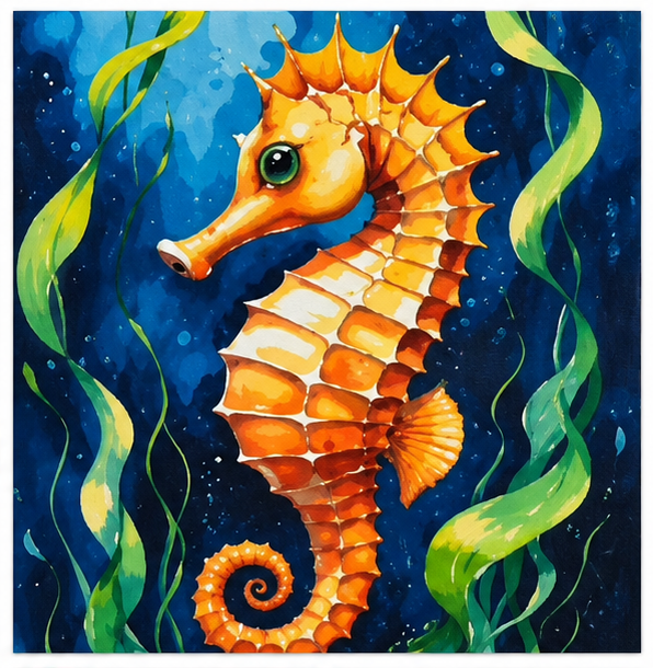 Seepferdchen in Aquarell